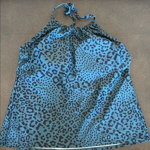 Kona Sol Teal and Black Takini Halter One Piece Swimwear size XL